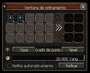 Ventana de refinamiento por grado de pureza